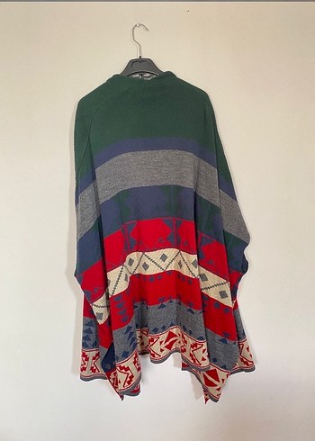 Bohem Çok Renkli Uzun Salaş Kadın Panço - Görsel 2