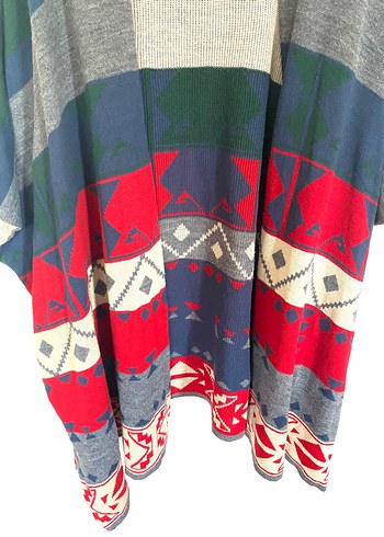 Bohem Çok Renkli Uzun Salaş Kadın Panço - Görsel 3