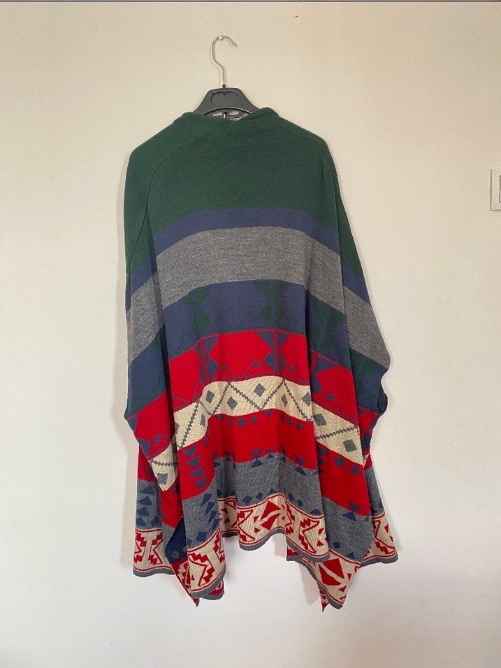 Bohem Çok Renkli Uzun Salaş Kadın Panço - Görsel 2