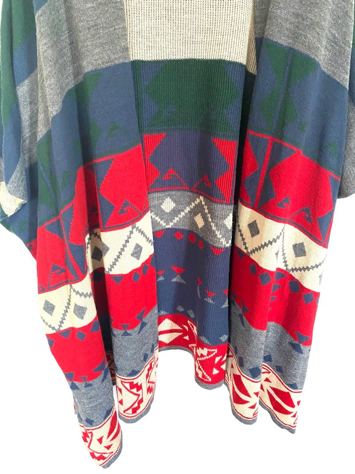 Bohem Çok Renkli Uzun Salaş Kadın Panço - Görsel 3