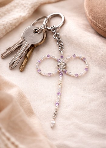 Mor Boncuklu Bohem Kadın anahtarlık - Görsel 2