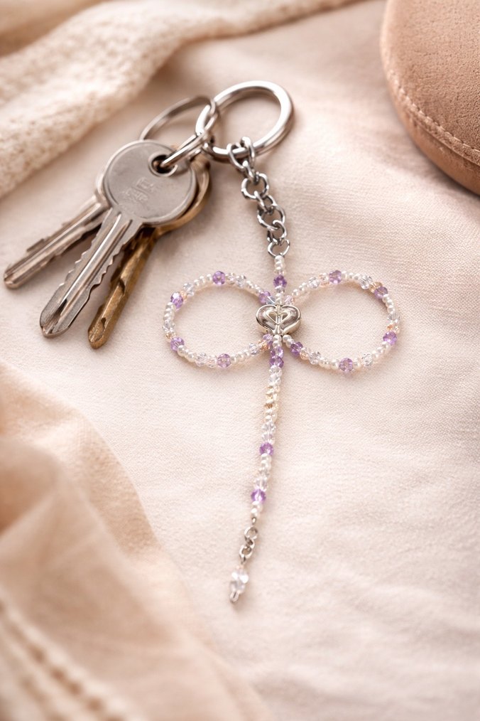 Mor Boncuklu Bohem Kadın anahtarlık - Görsel 2