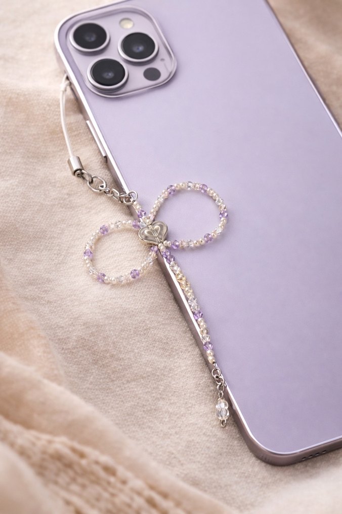 Mor Boncuklu Bohem Kadın anahtarlık - Görsel 3
