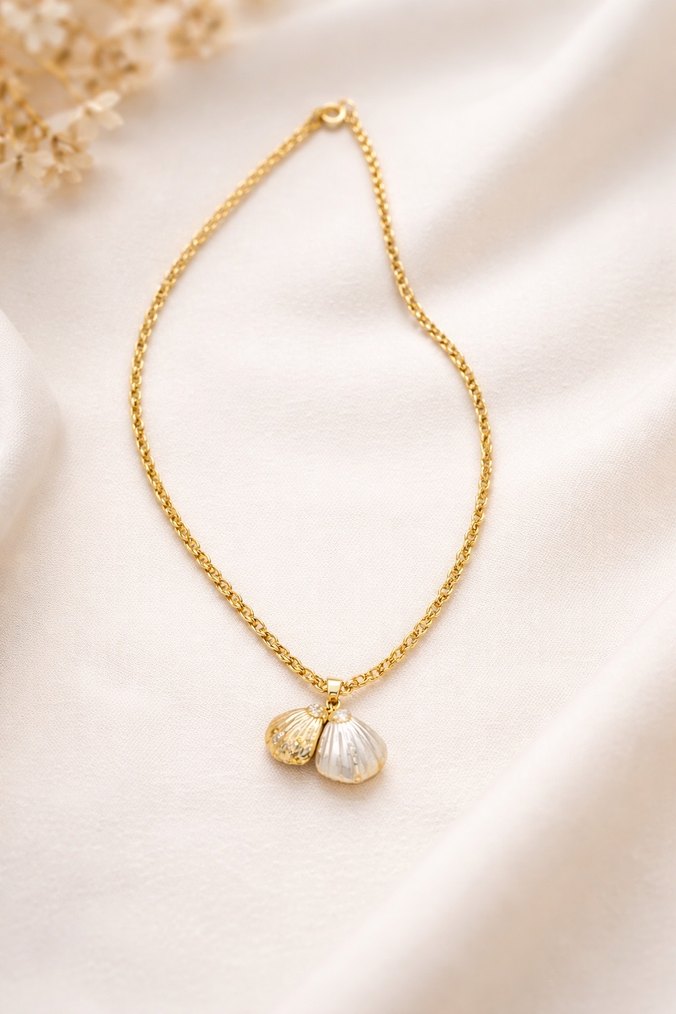 Altın Renk Zincir Detaylı Kolye - Görsel 2