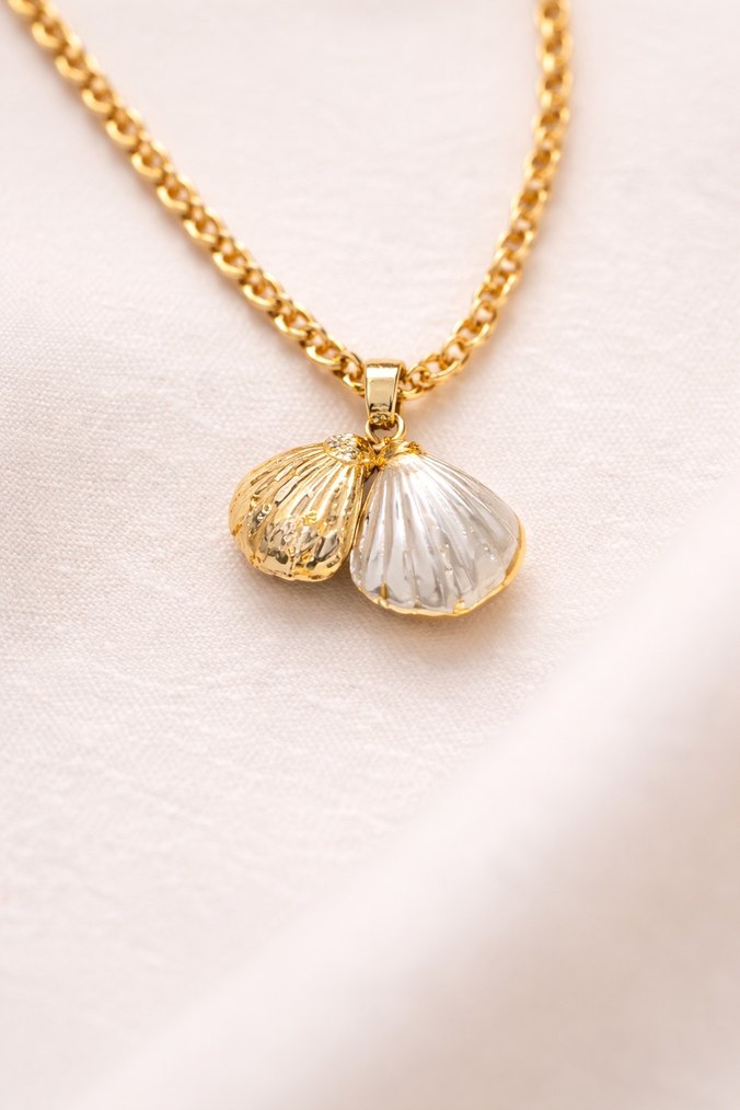 Altın Renk Zincir Detaylı Kolye - Görsel 3