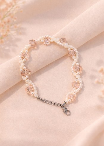 Nakışlı Bej Boncuklu Kadın Bileklik - Görsel 2