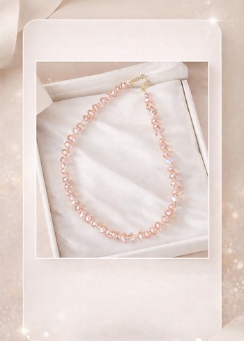 Pembe Kristal Boncuk Kolye - Görsel 2