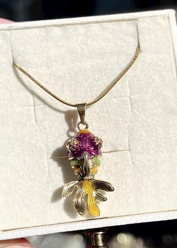 Balıklı Altın Renkli Boncuklu Kolye - Görsel 2