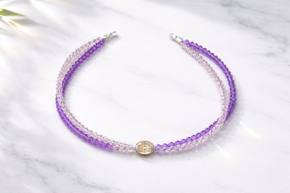 Mini Mor Boncuklu Bohem Kolye - Görsel 2