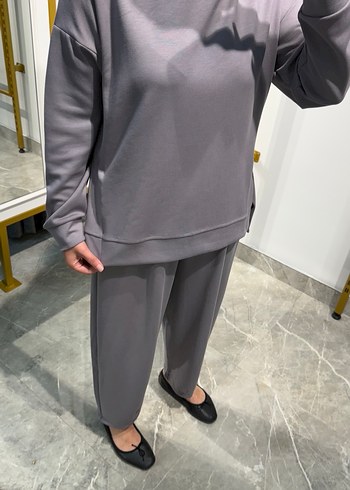 diğer Beden Gri Rahat Kesim Kadın Takım şalvar model kapüşonlu takım