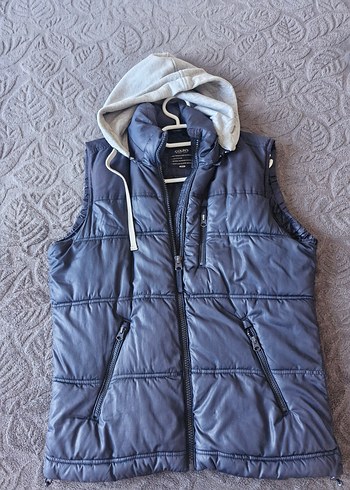 Fermuarlı lacivert Yelek, Yüksek Yakalı, Kolsuz - Görsel 3