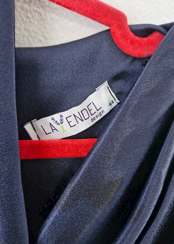 Parlak Lacivert Saten Uzun Elbise - Görsel 5