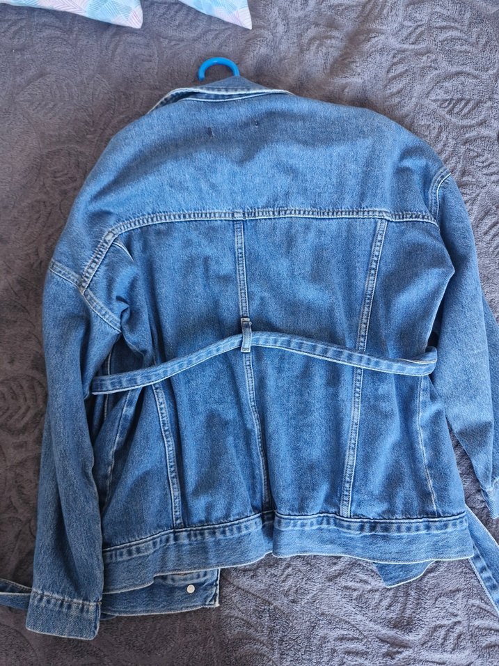 Kemerli Kadın Mavi Kot Ceket - Görsel 4