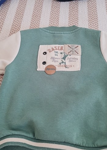 18-24 Ay Beden Yeşil Baskılı Erkek Çocuk Fermuarlı Ceket