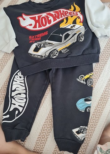 Hot Wheels Baskılı Gri Erkek Eşofman Takımı