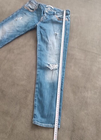 26 Beden lacivert Renk Mavi jeans yarım likralı yırtık modelli kot pantolon 26 beden