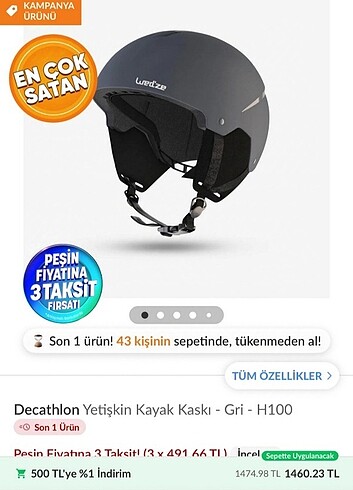  Decathlon Wedze kulak koruyuculu kayak kaskı