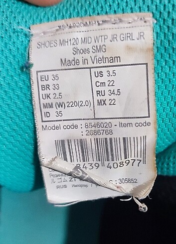 Decathlon Decathlon Quechua MH120 waterproof su geçirmez bot 35 numara