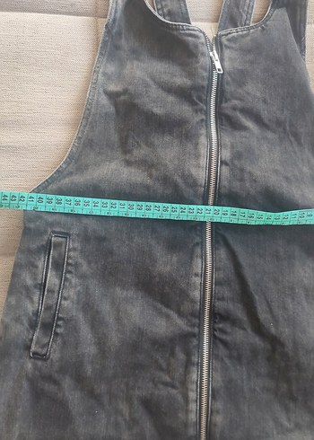 Zara Trafaluc denim askılı etek kısa tulum S beden - Görsel 7