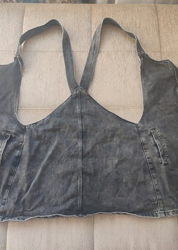 Zara Trafaluc denim askılı etek kısa tulum S beden - Görsel 5