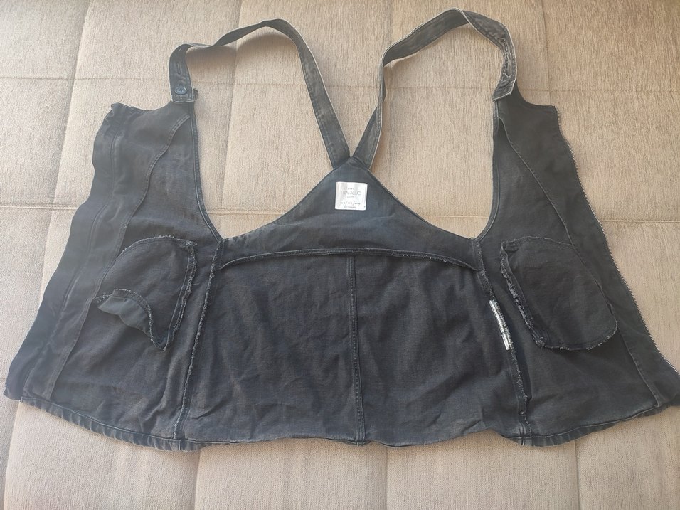 Zara Trafaluc denim askılı etek kısa tulum S beden - Görsel 4