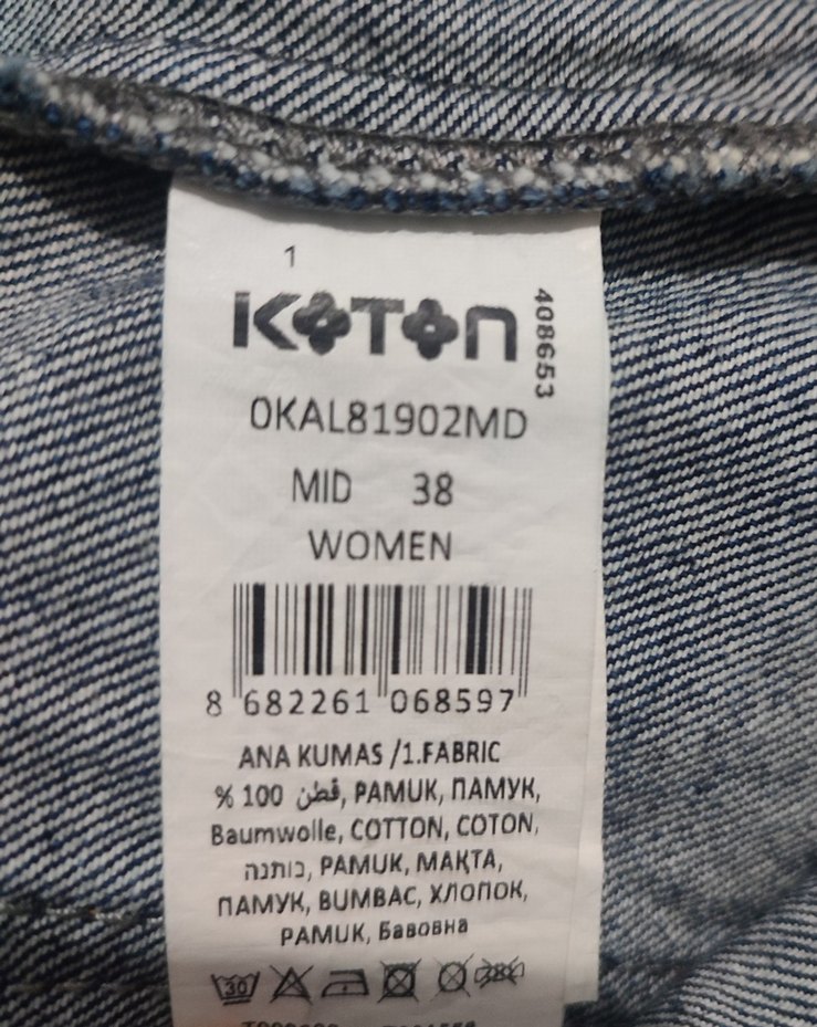 Koton jeans kot askılı etek 38 beden - Görsel 3