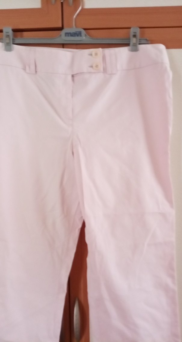 Pembe  Pastel Midi Kadın Kumaş Pantolon - Görsel 3