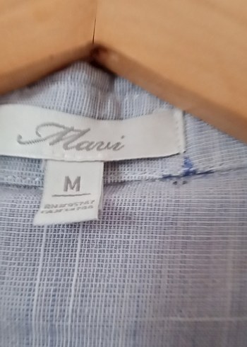m Beden mavi Renk Düğmeli mavi Keten Kadın Gömlek