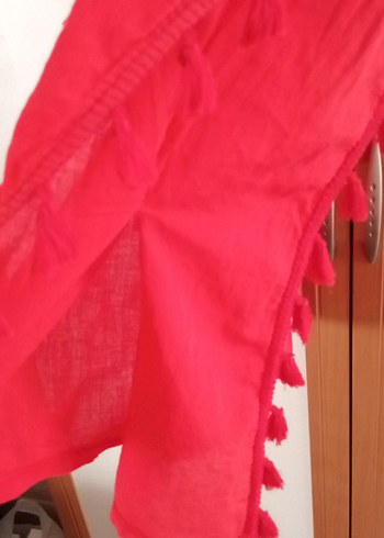 Püsküllü Kırmızı Bohem Pareo - Görsel 6