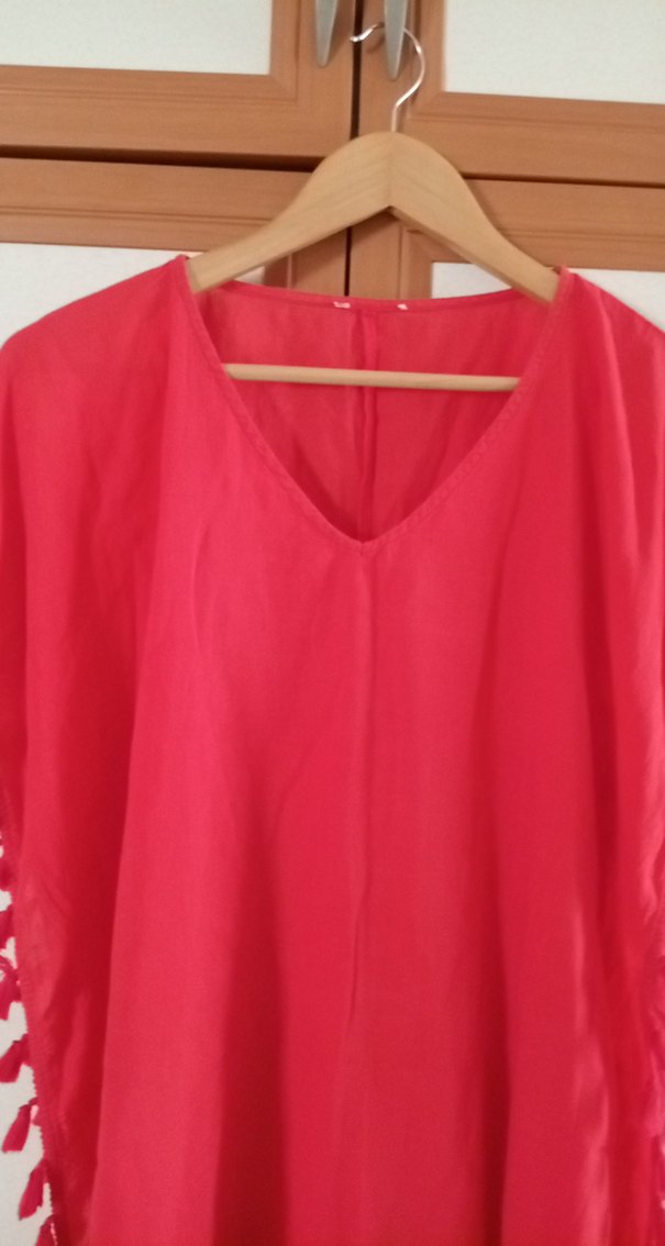 Püsküllü Kırmızı Bohem Pareo - Görsel 4