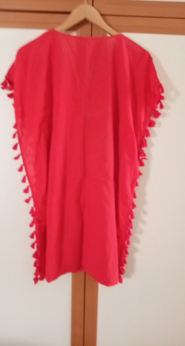 Püsküllü Kırmızı Bohem Pareo - Görsel 5