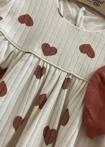 Uzun Kollu Bej Kız Çocuk Bohem Elbise - Görsel 6