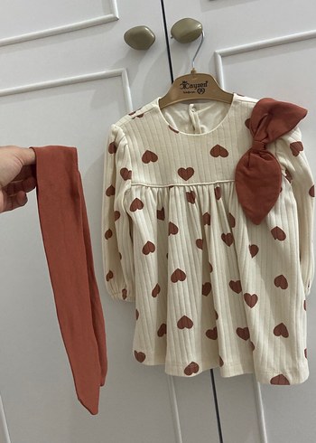 Uzun Kollu Bej Kız Çocuk Bohem Elbise - Görsel 4