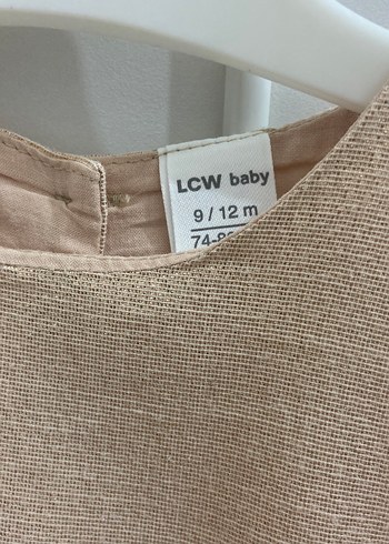 Kız Çocuk Keten Bej Fırfırlı Elbise - Görsel 3