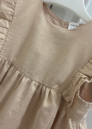 Kız Çocuk Keten Bej Fırfırlı Elbise - Görsel 4