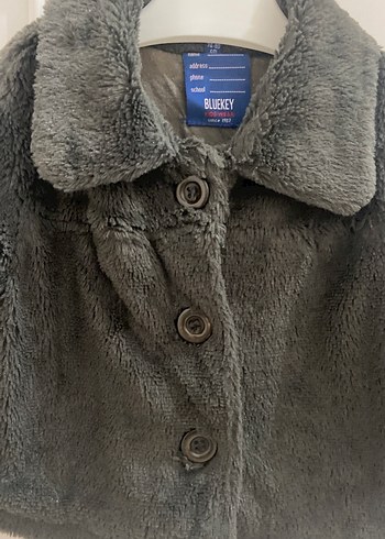 Kız Çocuk Gri Peluş Ceket - Görsel 2