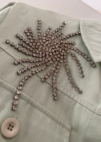 Uzun Kol Düğmeli Yeşil Denim Gömlek - Görsel 4