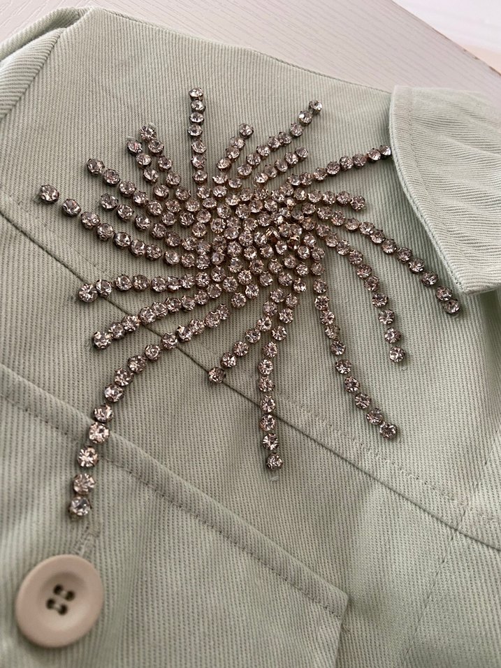 Uzun Kol Düğmeli Yeşil Denim Gömlek - Görsel 4