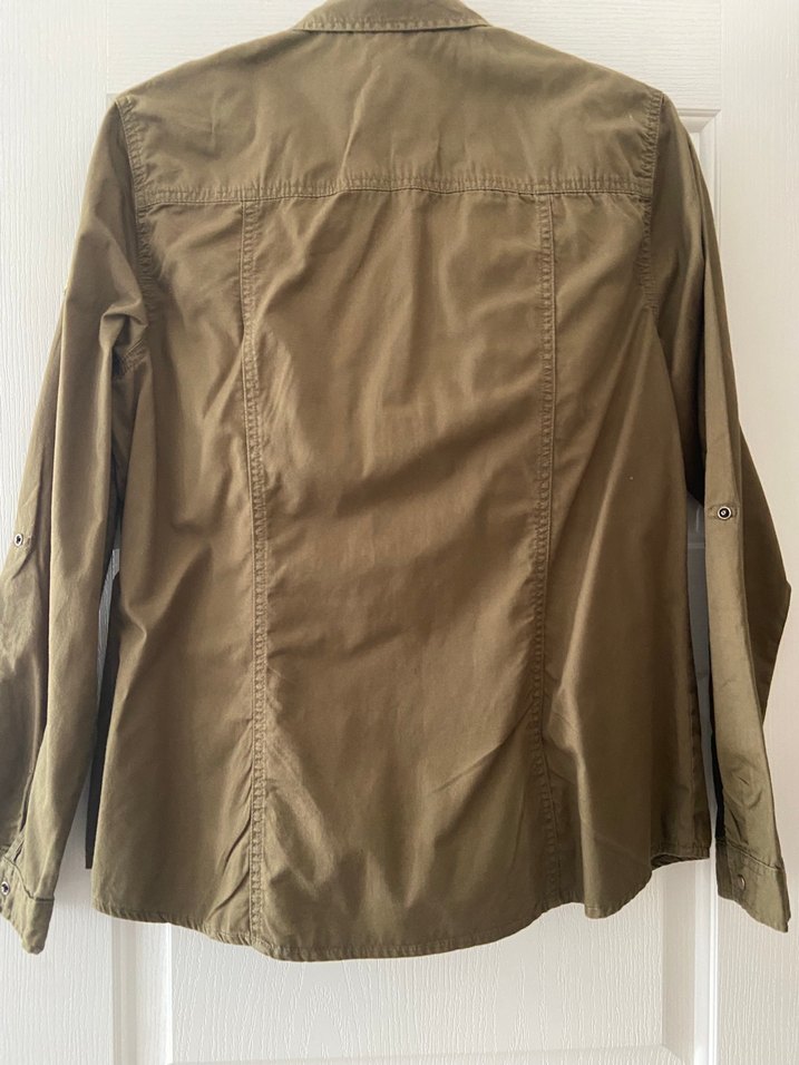 Düğmeli Haki Kadın Gömlek - Görsel 5