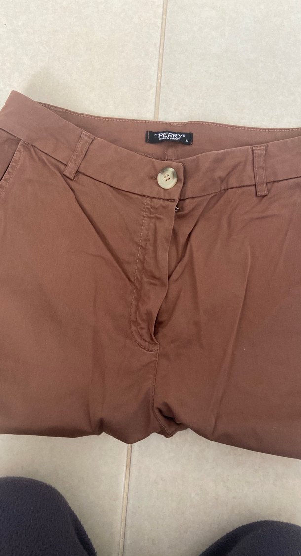 Kahverengi kadın Regular Fit Midi Pantolon - Görsel 4