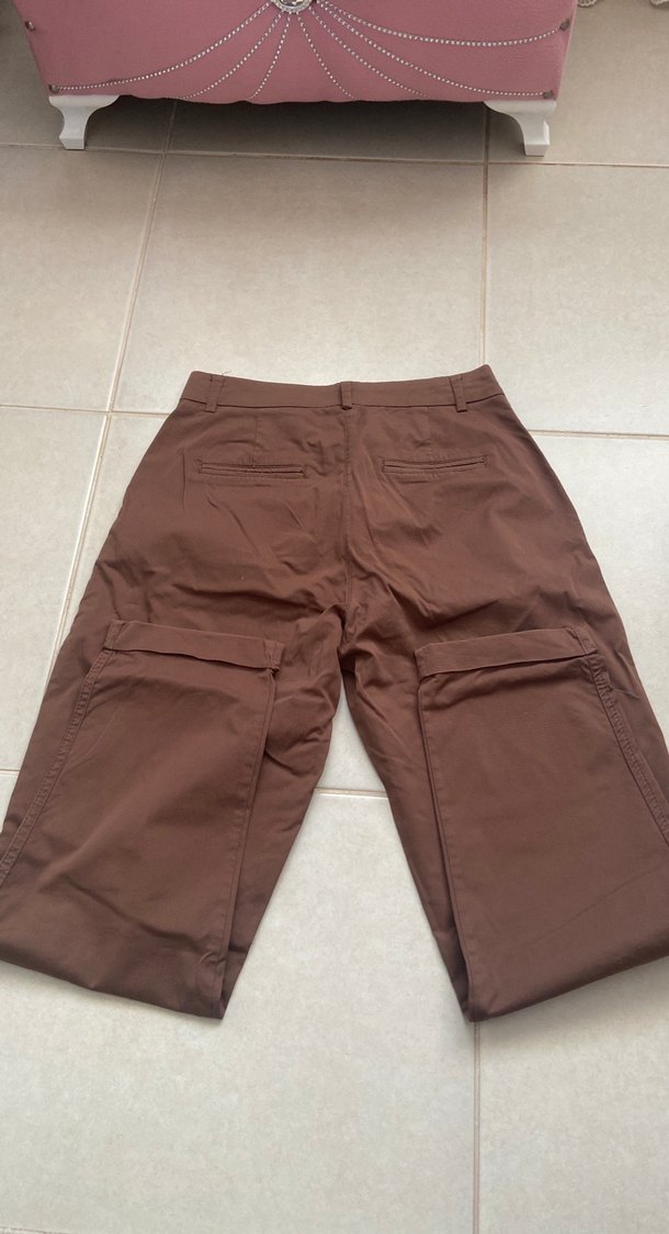 Kahverengi kadın Regular Fit Midi Pantolon - Görsel 3