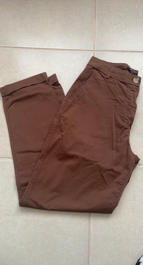 Kahverengi kadın Regular Fit Midi Pantolon - Görsel 2