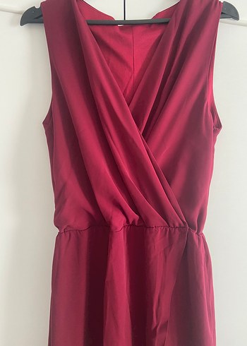 Bordo Drapeli Uzun Kadın Elbise - Görsel 2