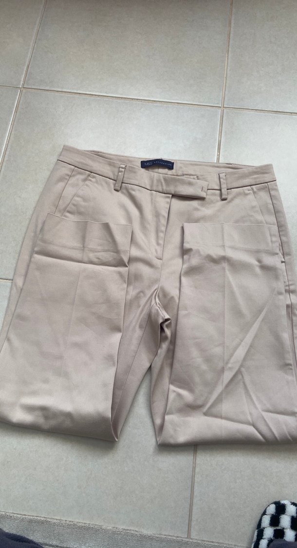 Bej Kadın Pamuk Kumaş Pantolon - Görsel 3