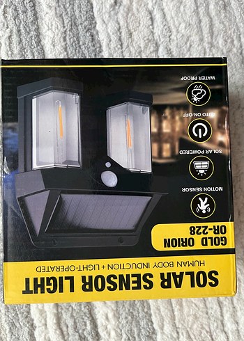 Beden siyah Renk Solar Sensörlü Dış Mekan Lambası Siyah