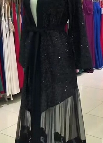 Abaya siyah pul payetli 