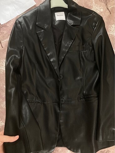 s Beden Suni deri blazer bershka