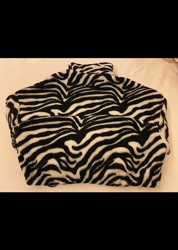 Bershka Bershka Zebra Desenli Kadın Kürk Detaylı Ceket