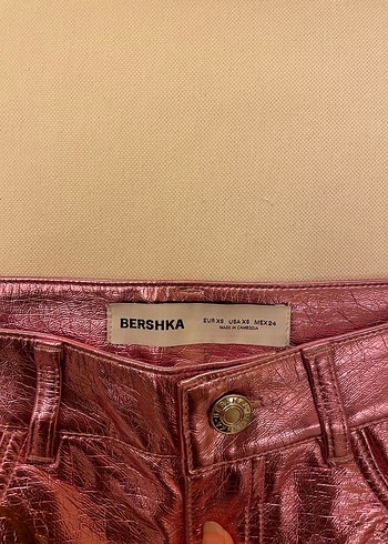 34 Beden Bershka metalik pembe mini etek