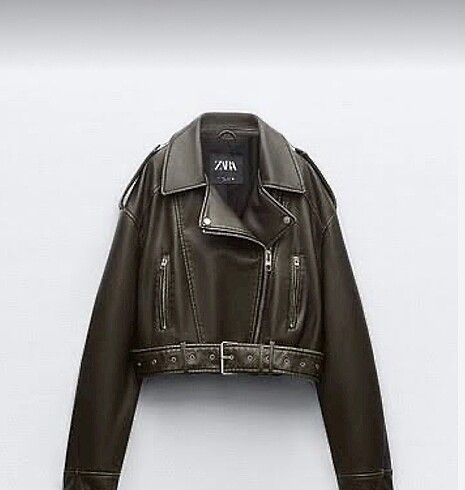 Zara deri crop bıker ceket